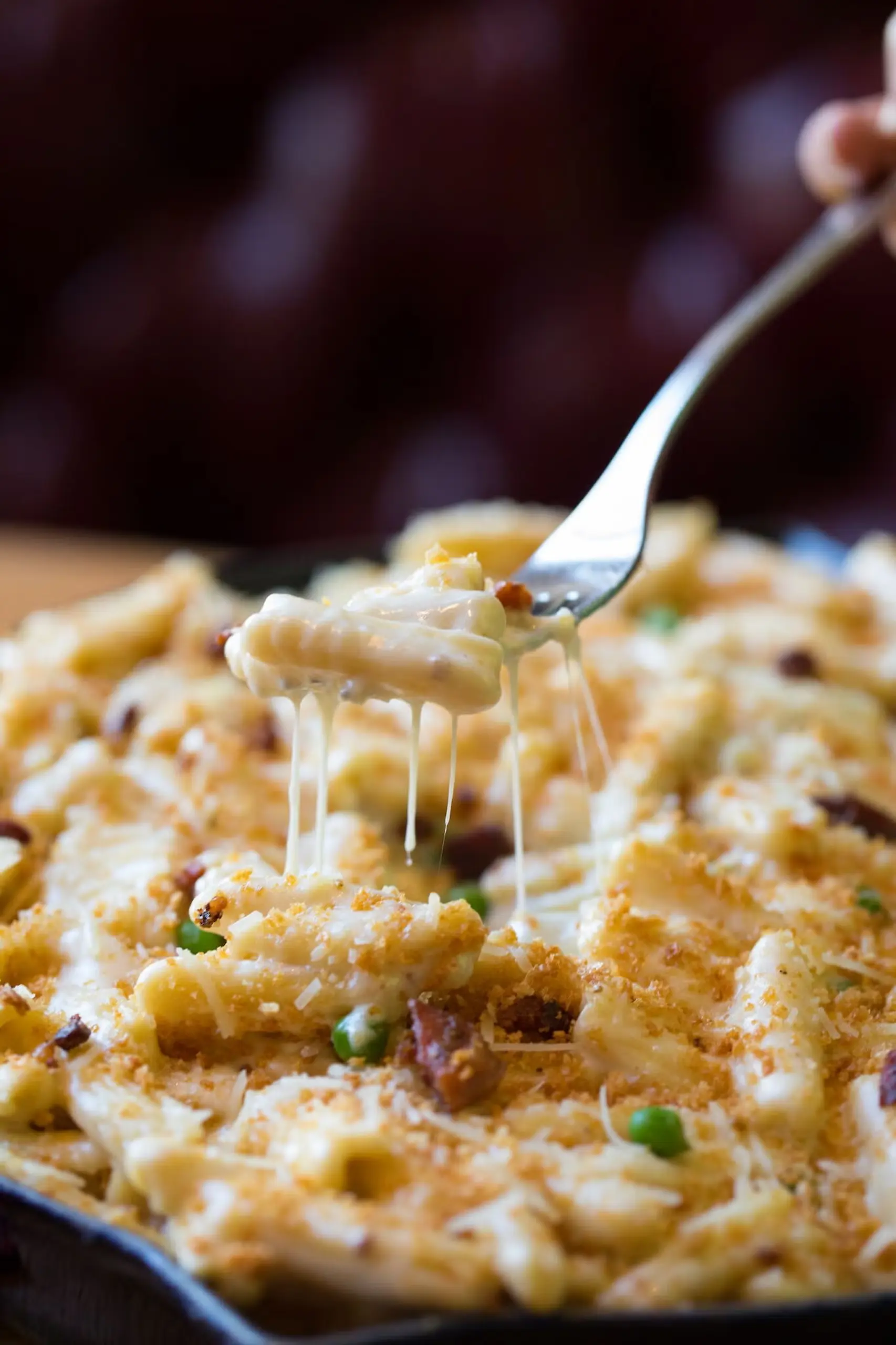 Traditional carbonara mac-and-cheese offers Buddy Valastro Macaroni and Cheese Carbonara Buddy V's Ristorante smoked mozzarella and fontina egg pancetta