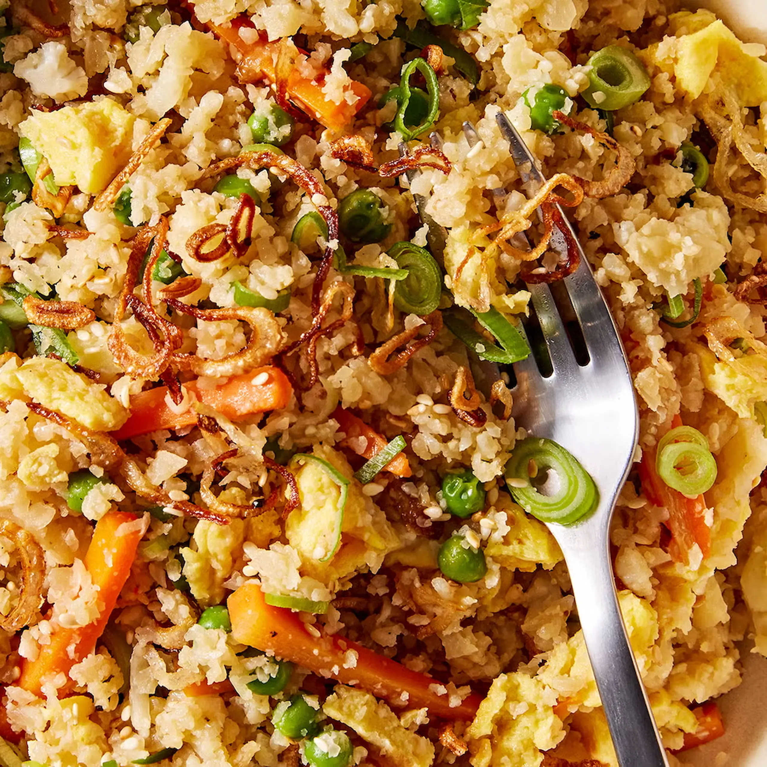 Low-Carb Cauliflower Fried Rice In A Bowl
