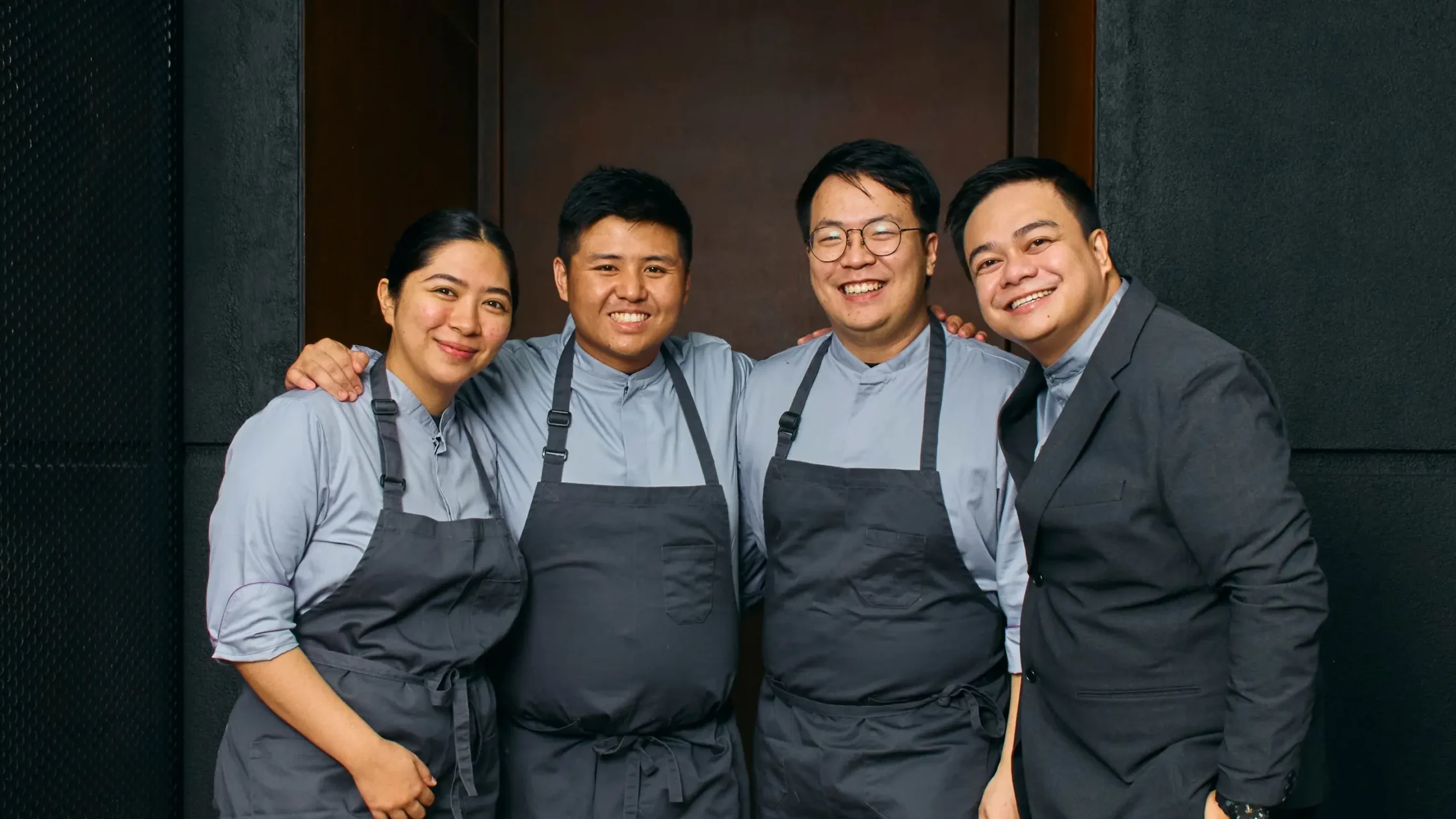 Flow Makati chefs Gabriel Ong and Kevin Uy and their team