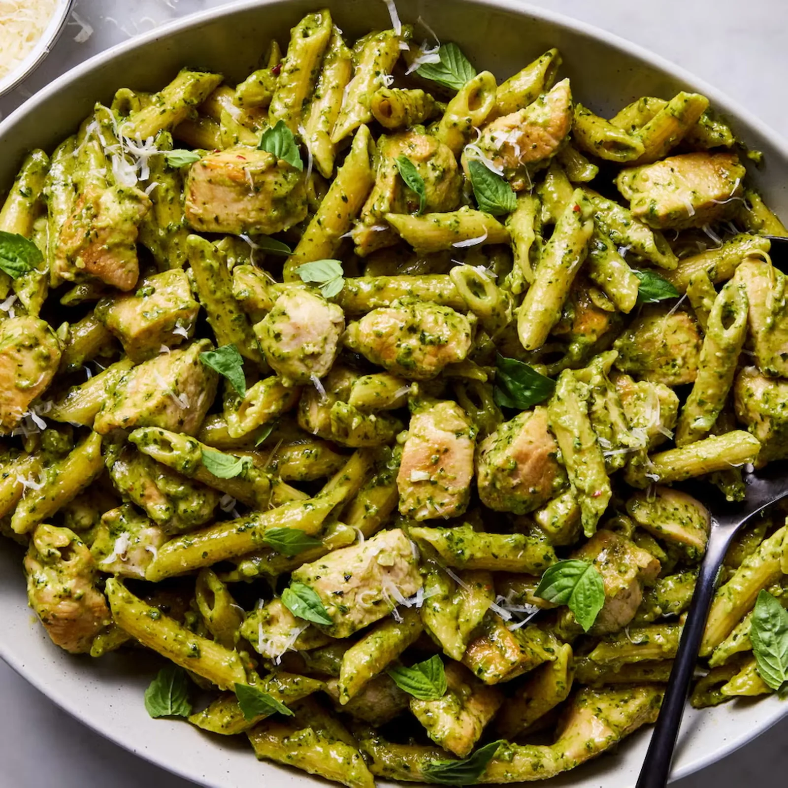 chicken pesto pasta penne Italian basil green
