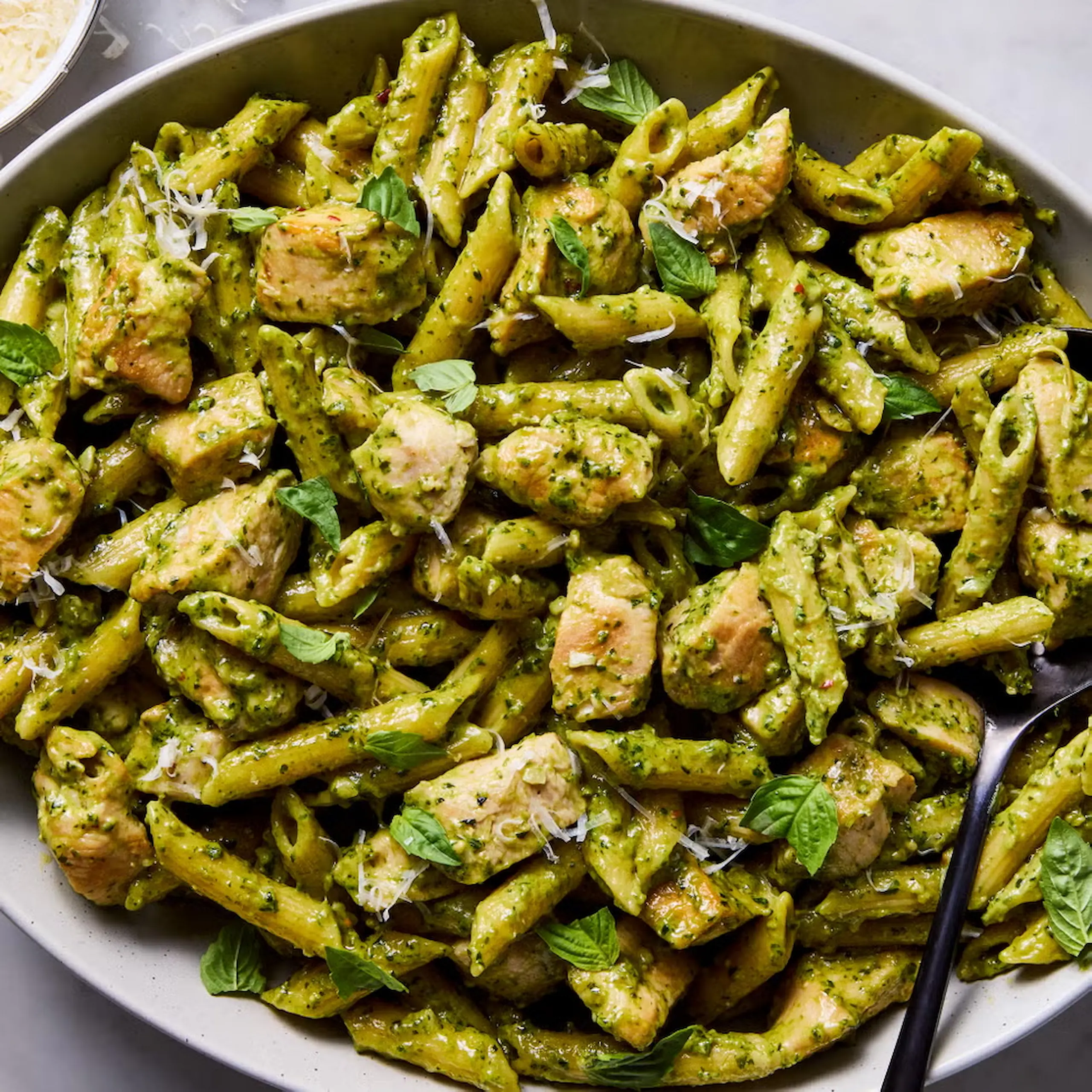 chicken pesto pasta penne Italian basil green