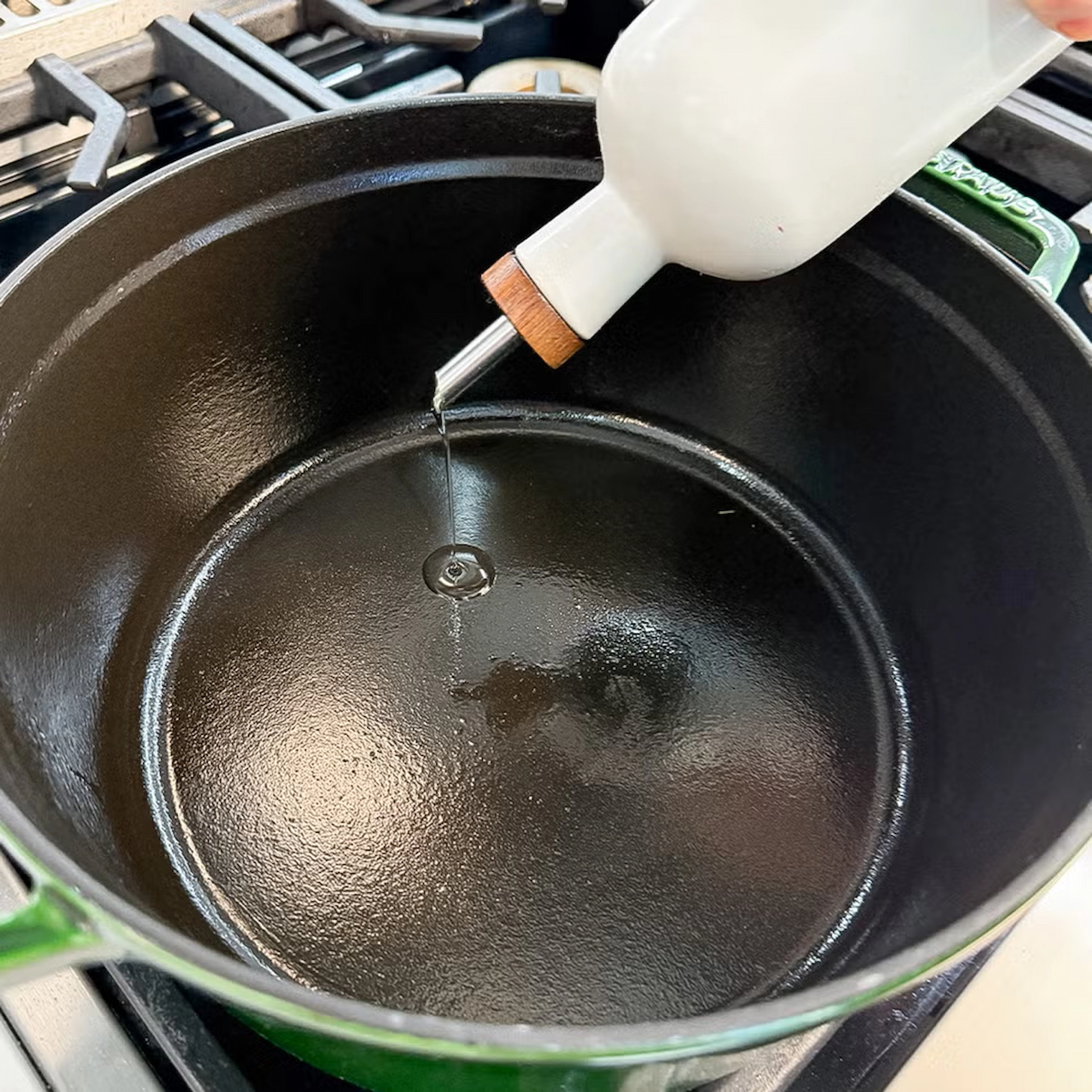 When To Put Oil On enameled cast iron