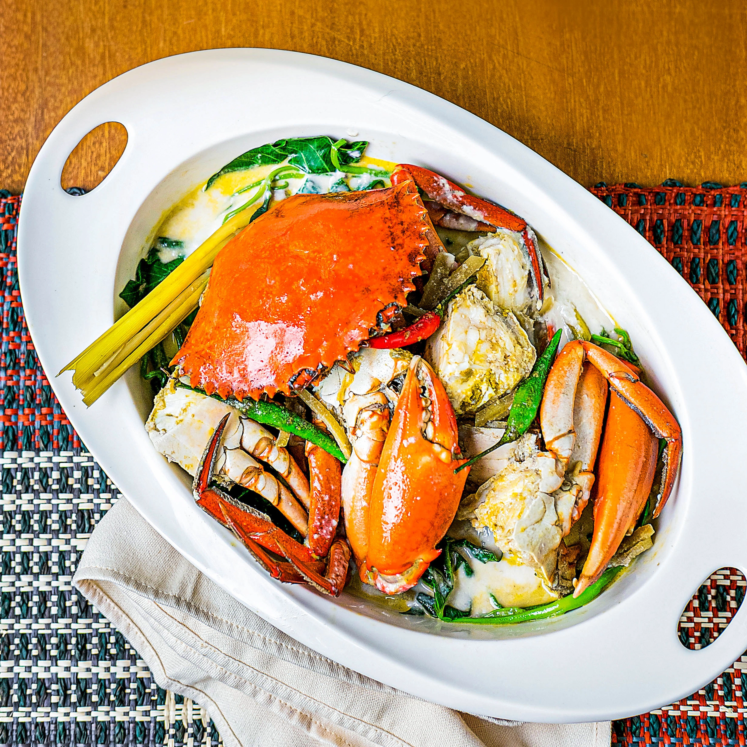 Alimango or crab and Kangkong in gata or coconut milk from davao