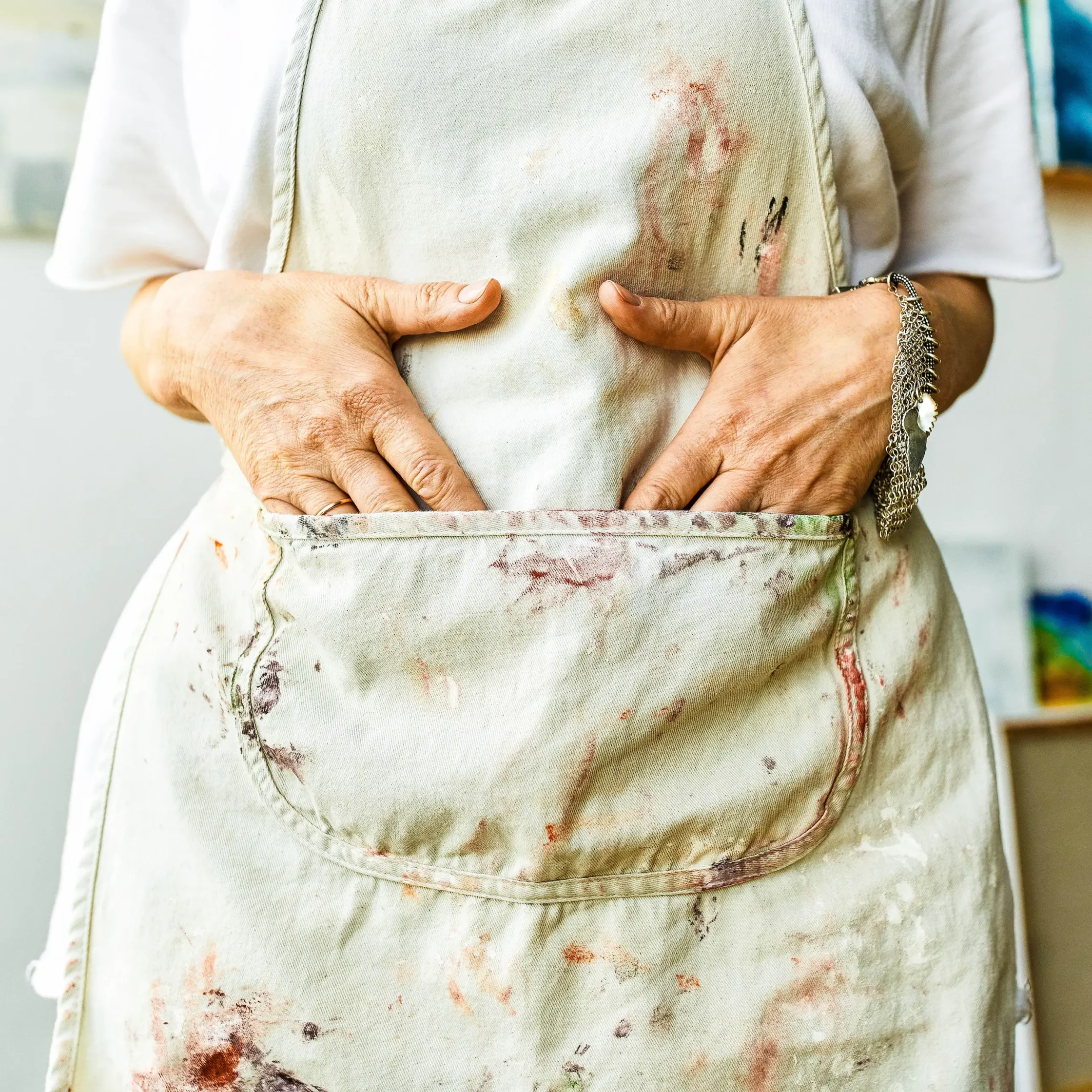 Aprons save your shirts from stains.
