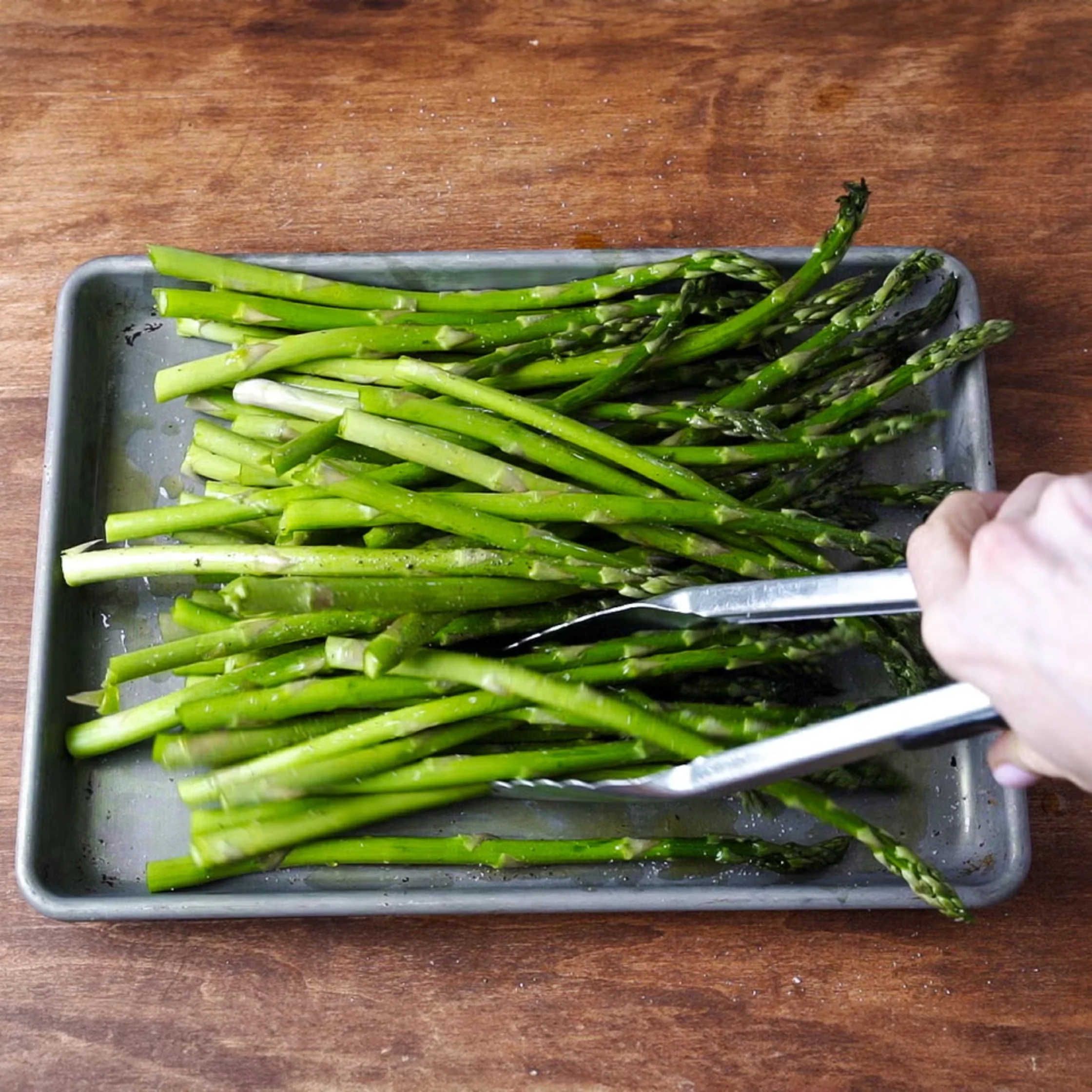 asparagus gently coated in olive oil