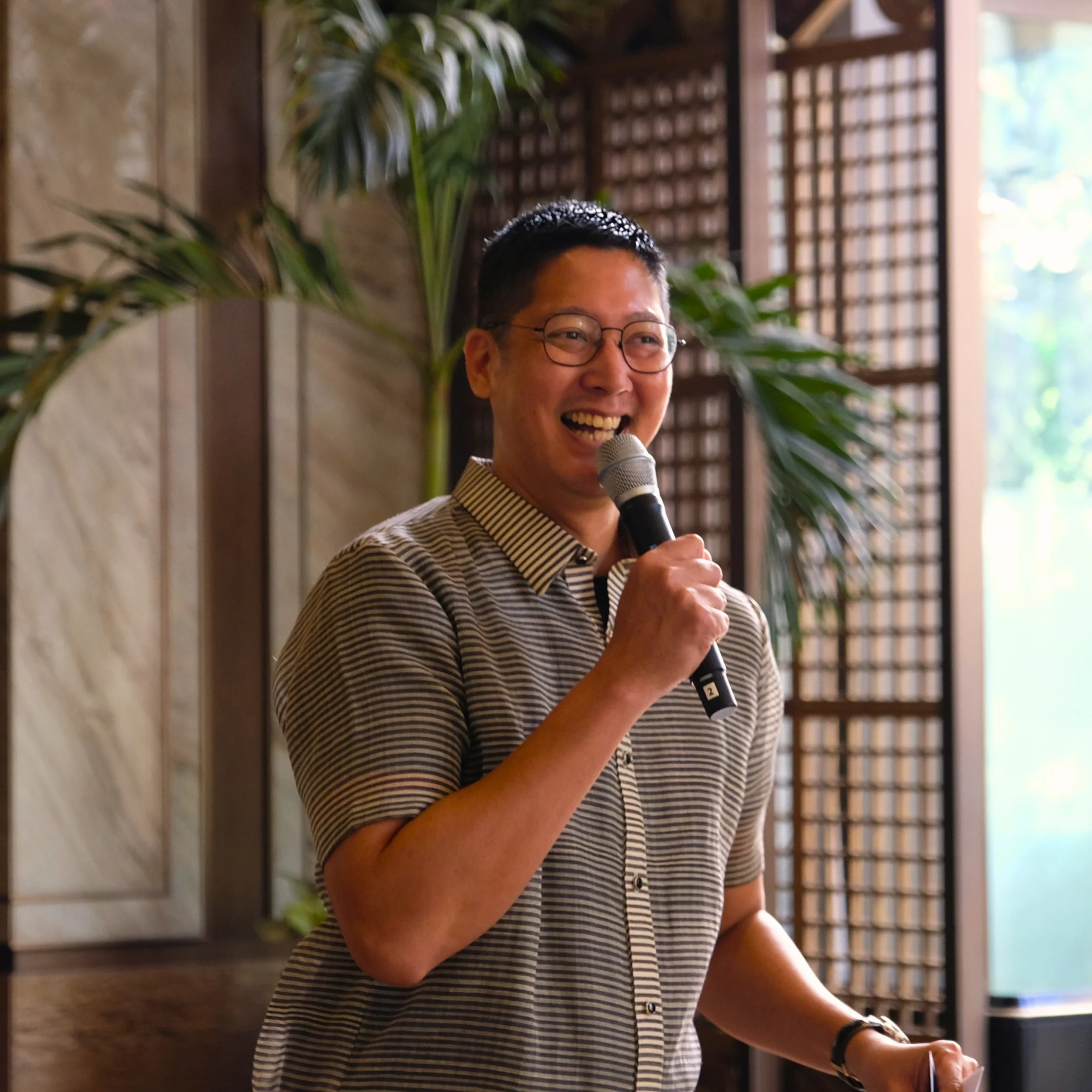 angelo comsti speaking at the delish ph launch on april 14 2026 at casa buenas