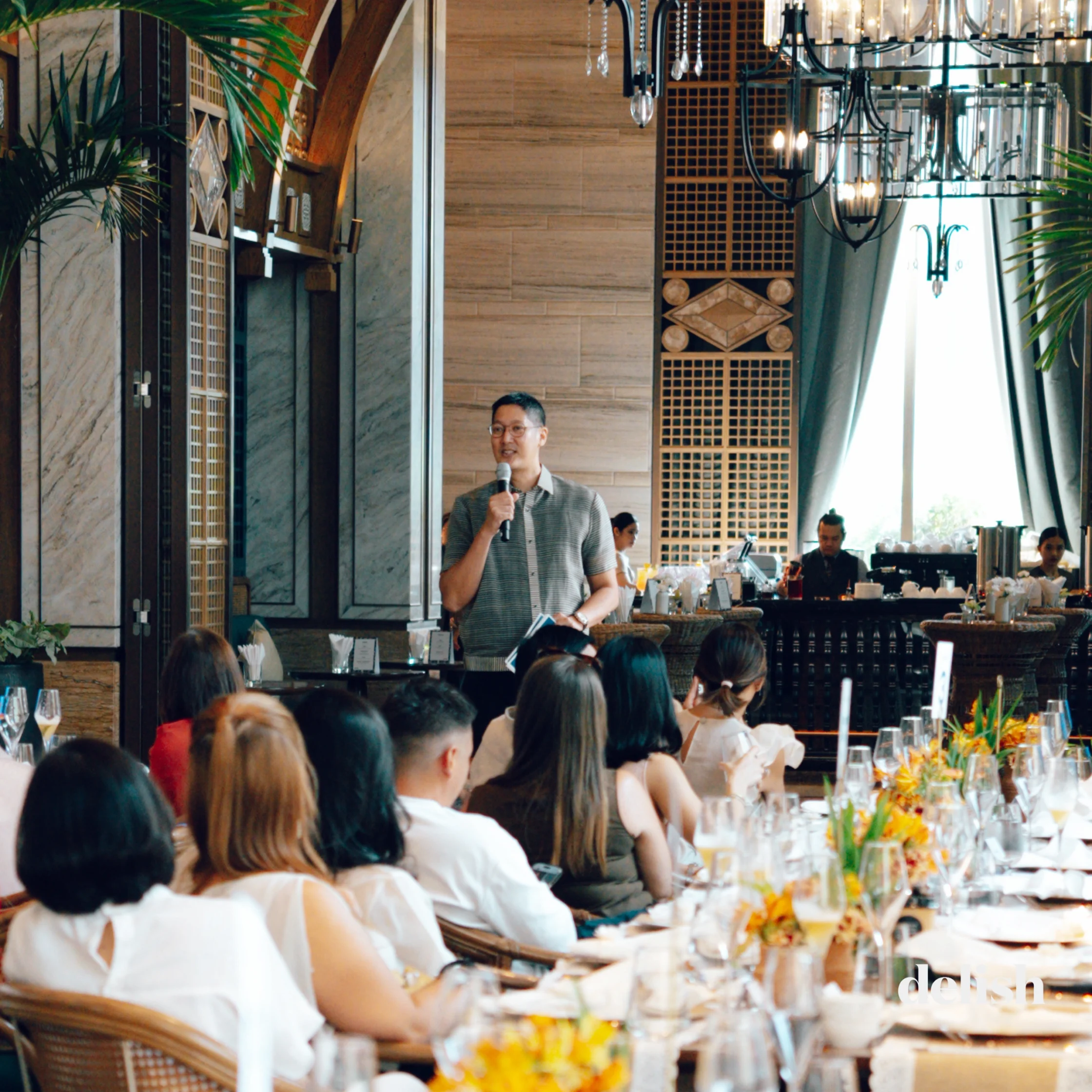 angelo comsti speaking at the delish ph launch on april 14 2026 at casa buenas