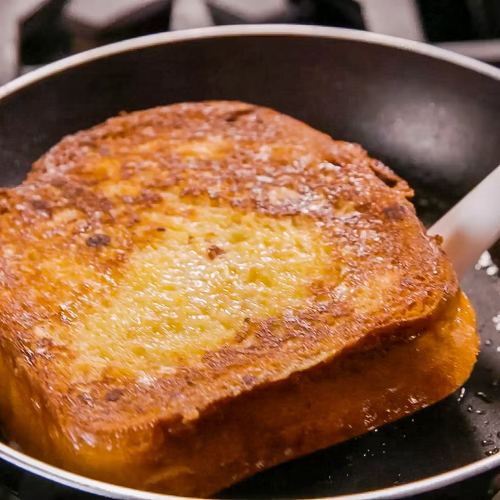 french toast cooked until crisp and golden brown