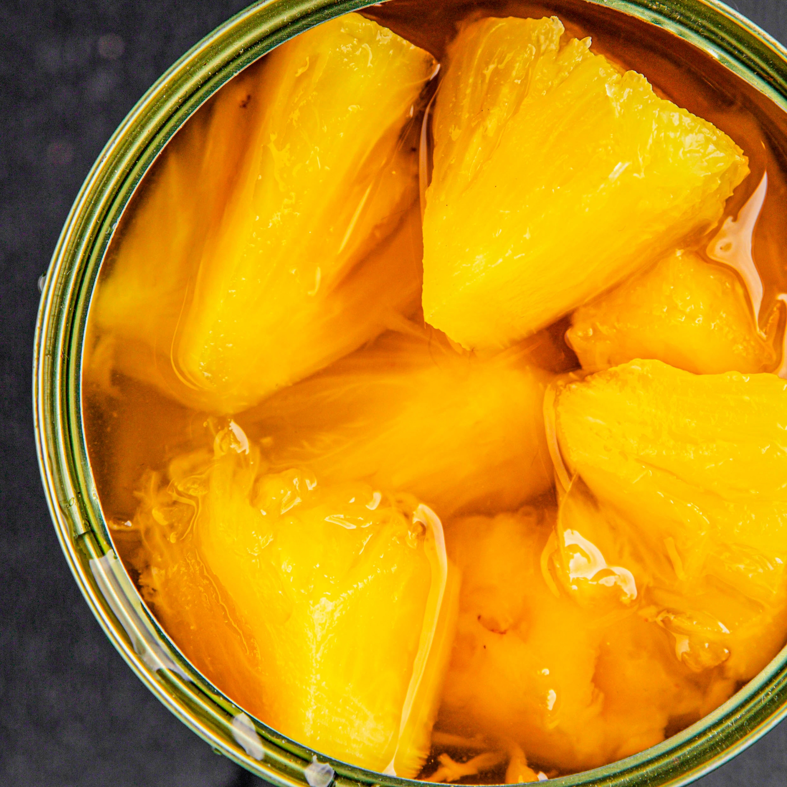 chunks of sweet, juicy pineapple in syrup canned