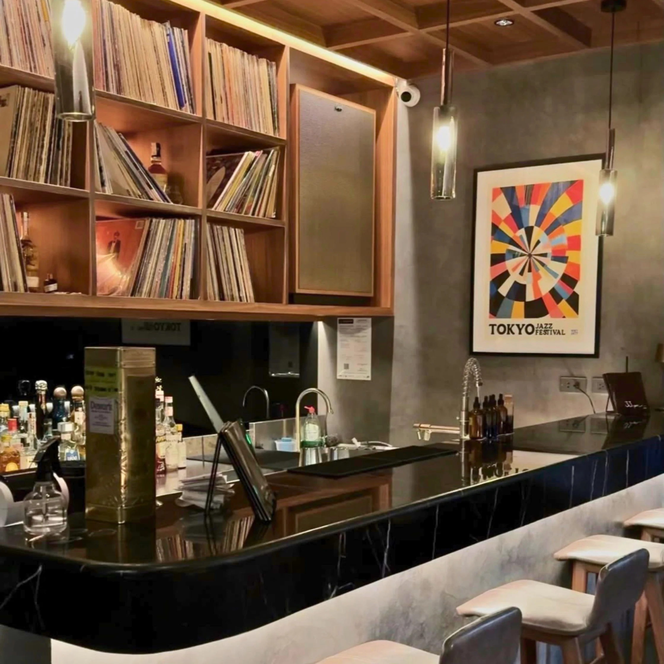 DJ setup and listening bar atmosphere inside 33rpm, the sibling venue of Flatsix Café in Katipunan.