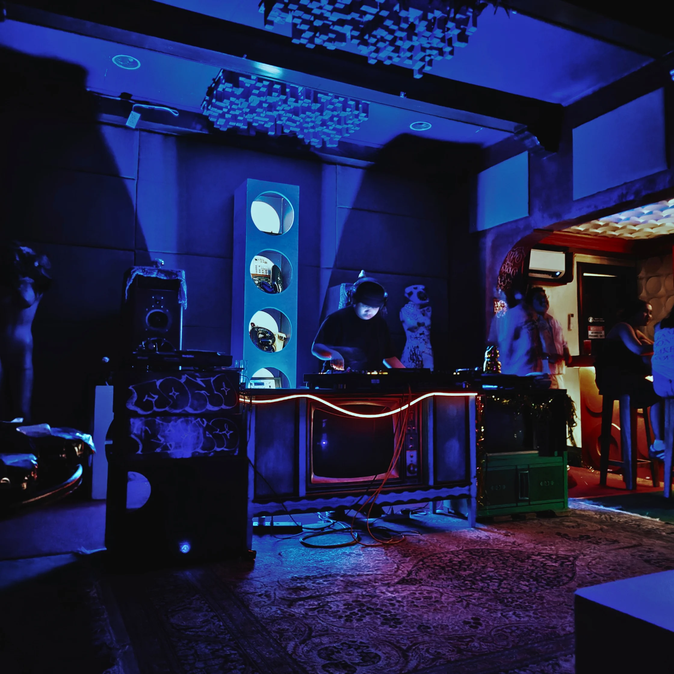 Interior of Mono by Phono in Makati featuring vinyl records, hi-fi speakers, and a listening bar setup.
