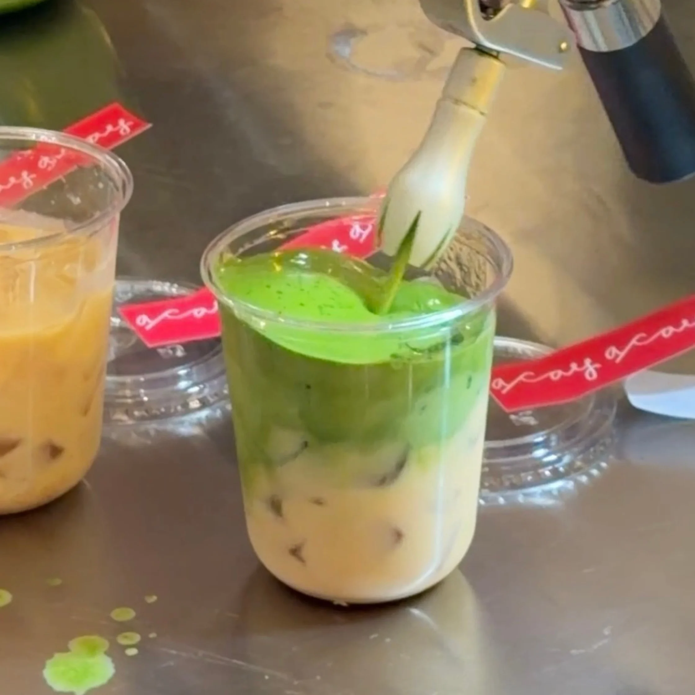acay matcha latte with matcha and milk