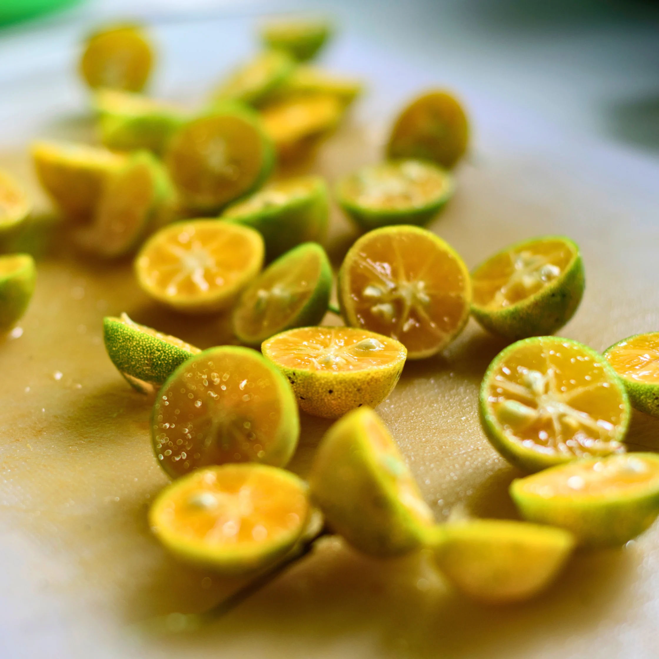 calamansi or calamondin citrus fruit from the philippines sliced
