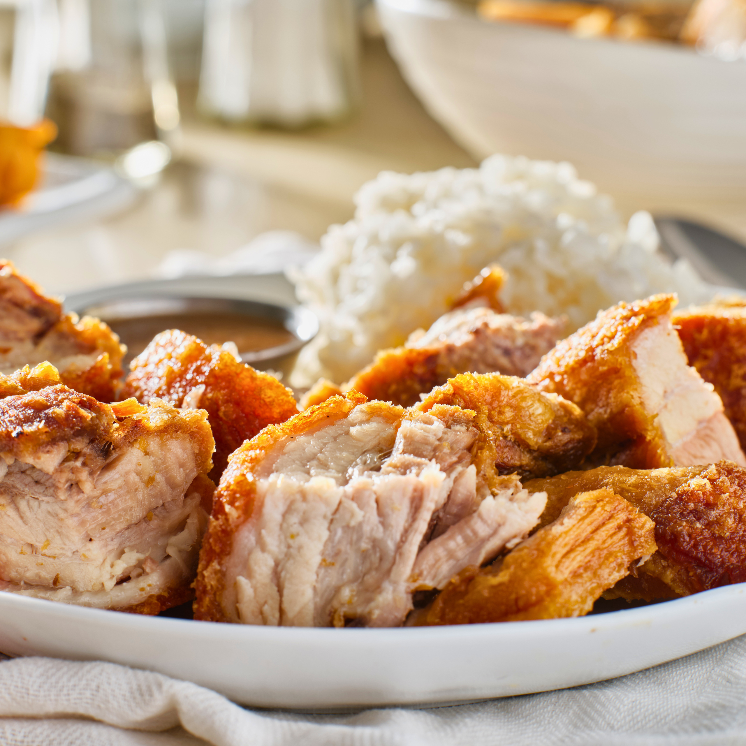 crispy lechon kawali with rice ulam