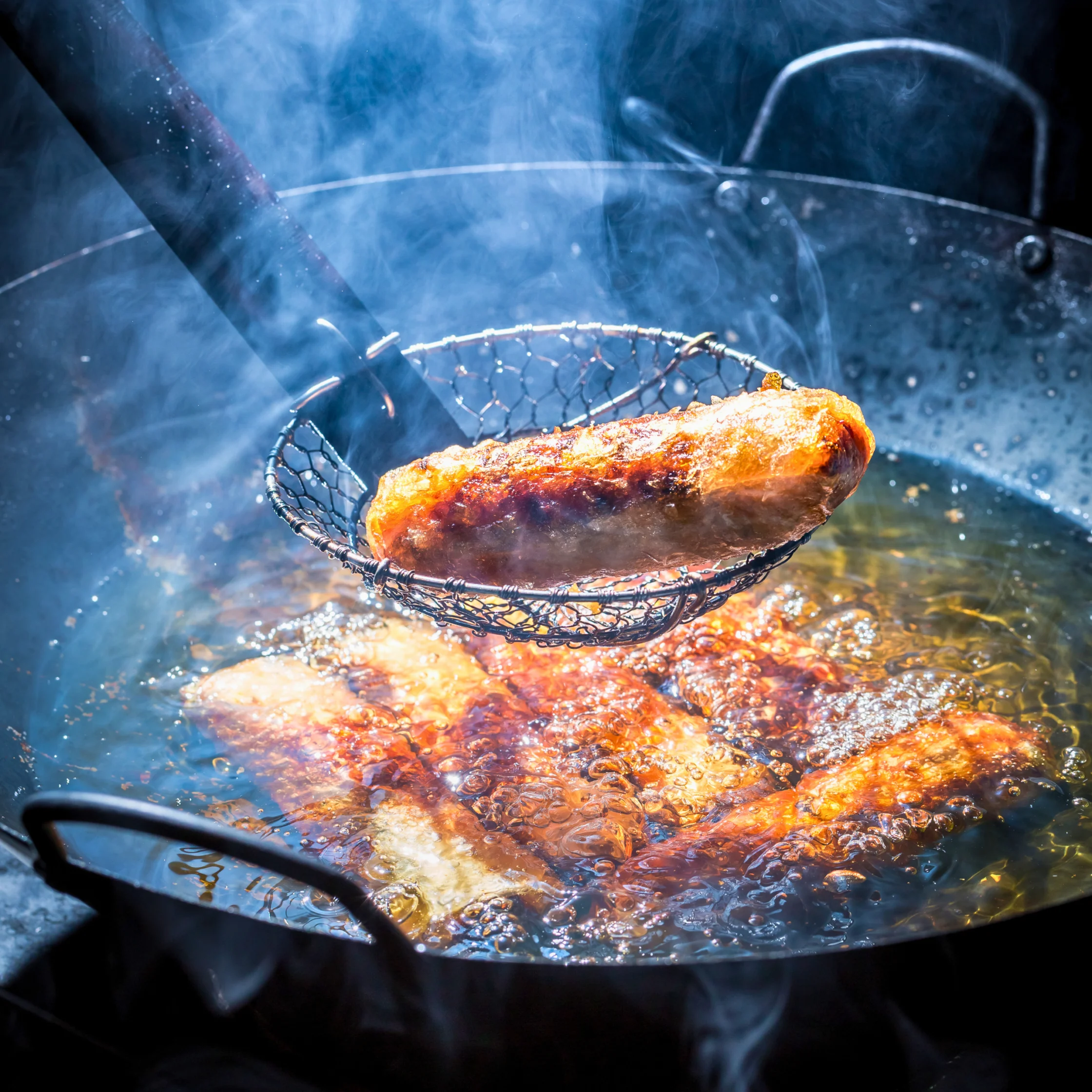 deep frying crispy lumpia