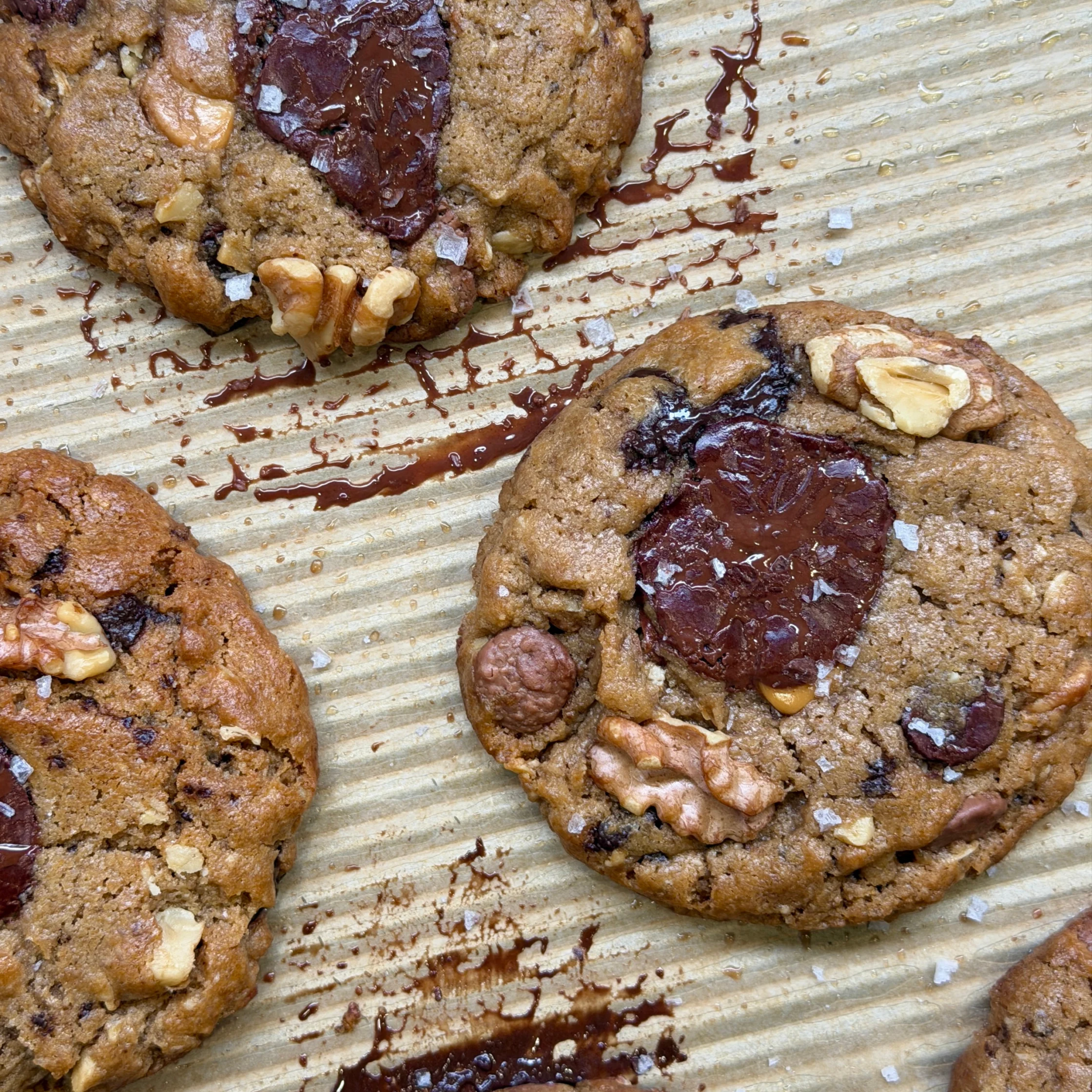 the bald baker cookies with chocolate and nuts