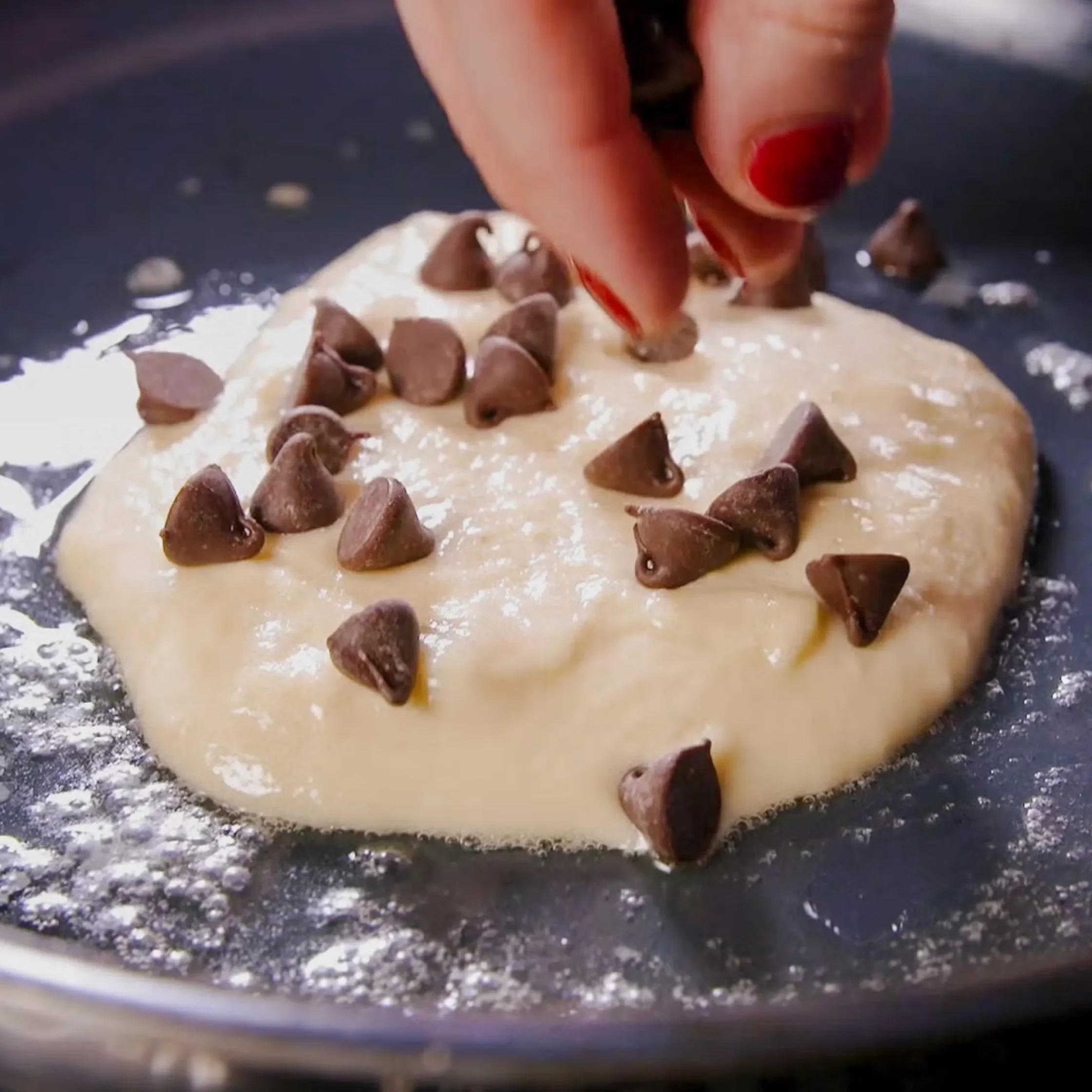 chocolate chips on top of each pancake