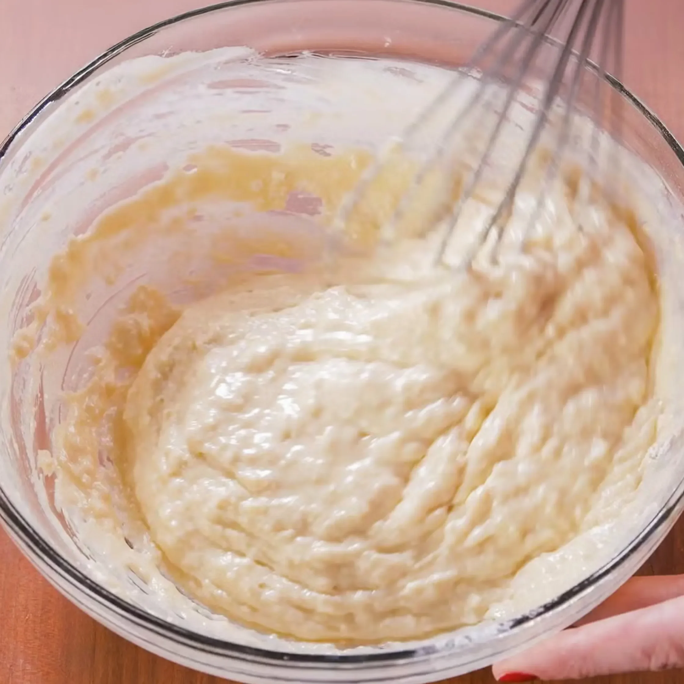 whisked egg mixture and dry mixture