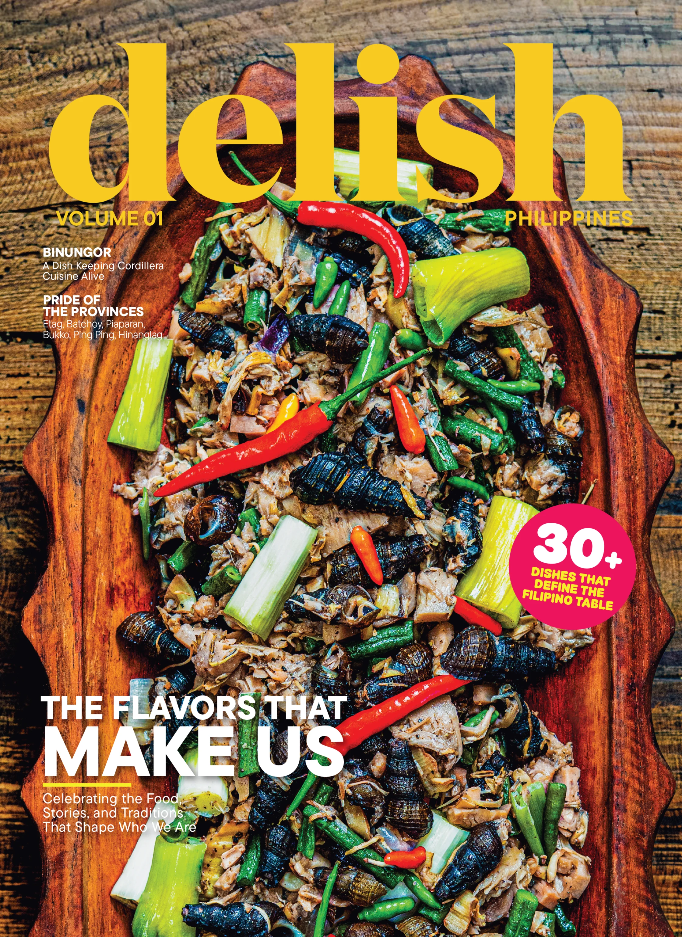 delish philippines maiden issue cover kalinga binugor made with freshwater snails, bamboo shoots, wild mushrooms, chili peppers, and whatever edible plants