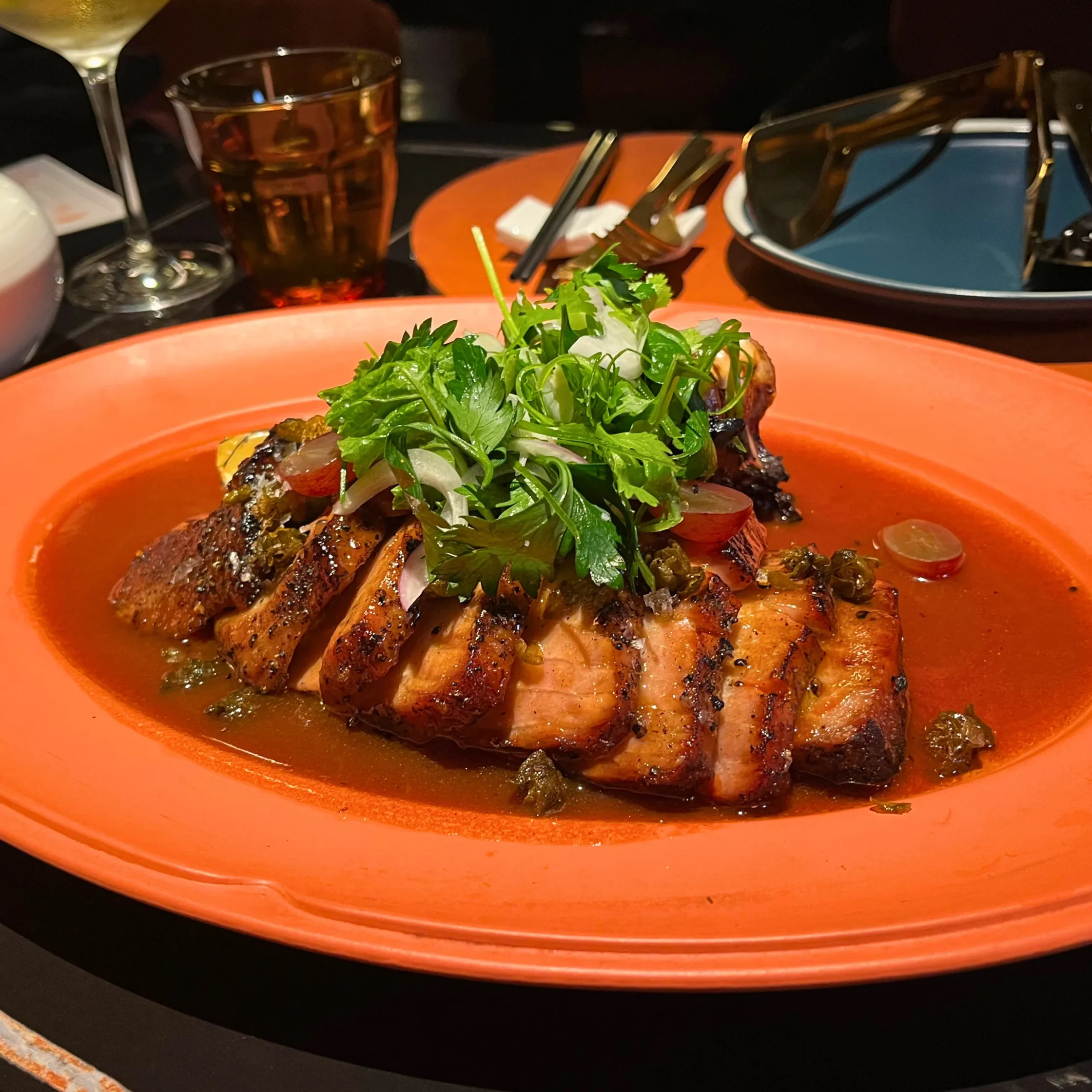 Gensan Tuna Porterhouse plated on sauce jus