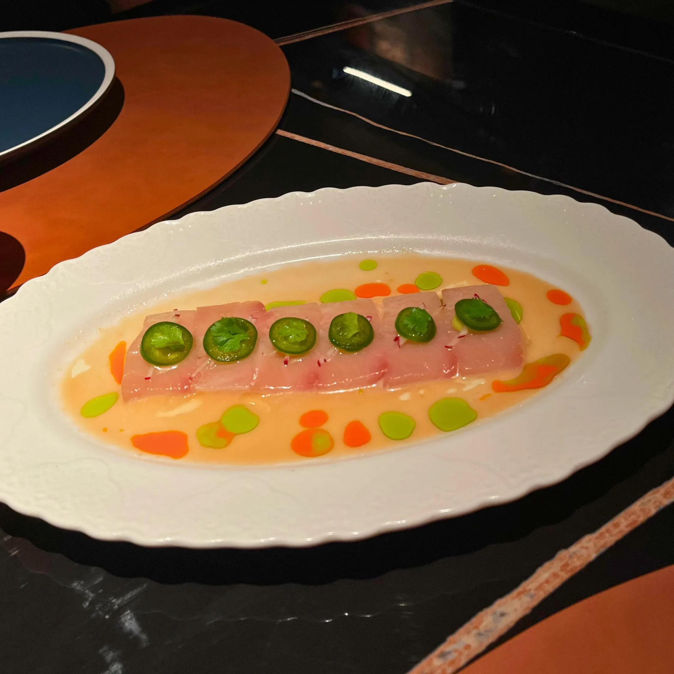 fish crudo on a plate