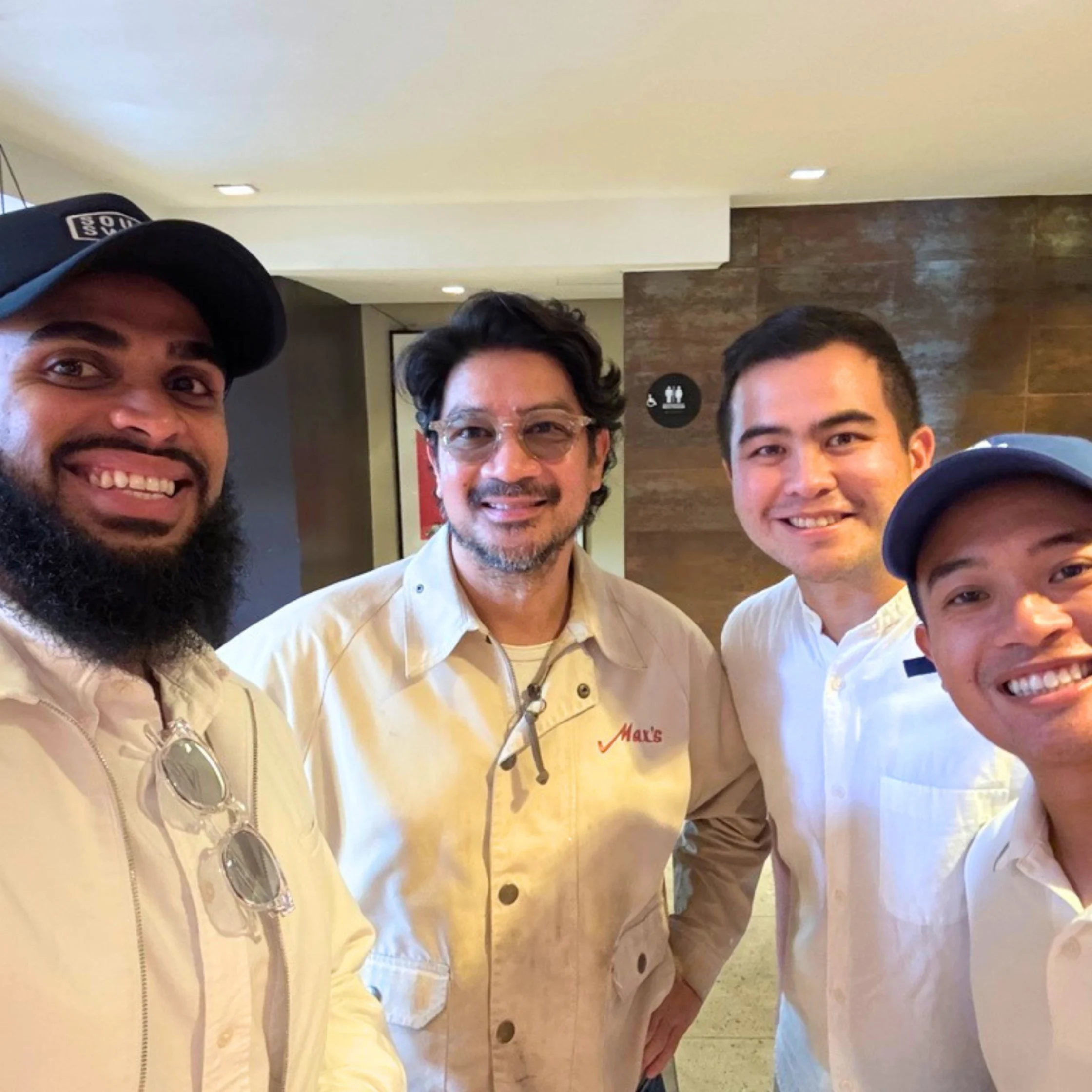 Mabu co-founders with a representative from Max's Restaurant, the first brand to partner with the Philippine food surplus marketplace.