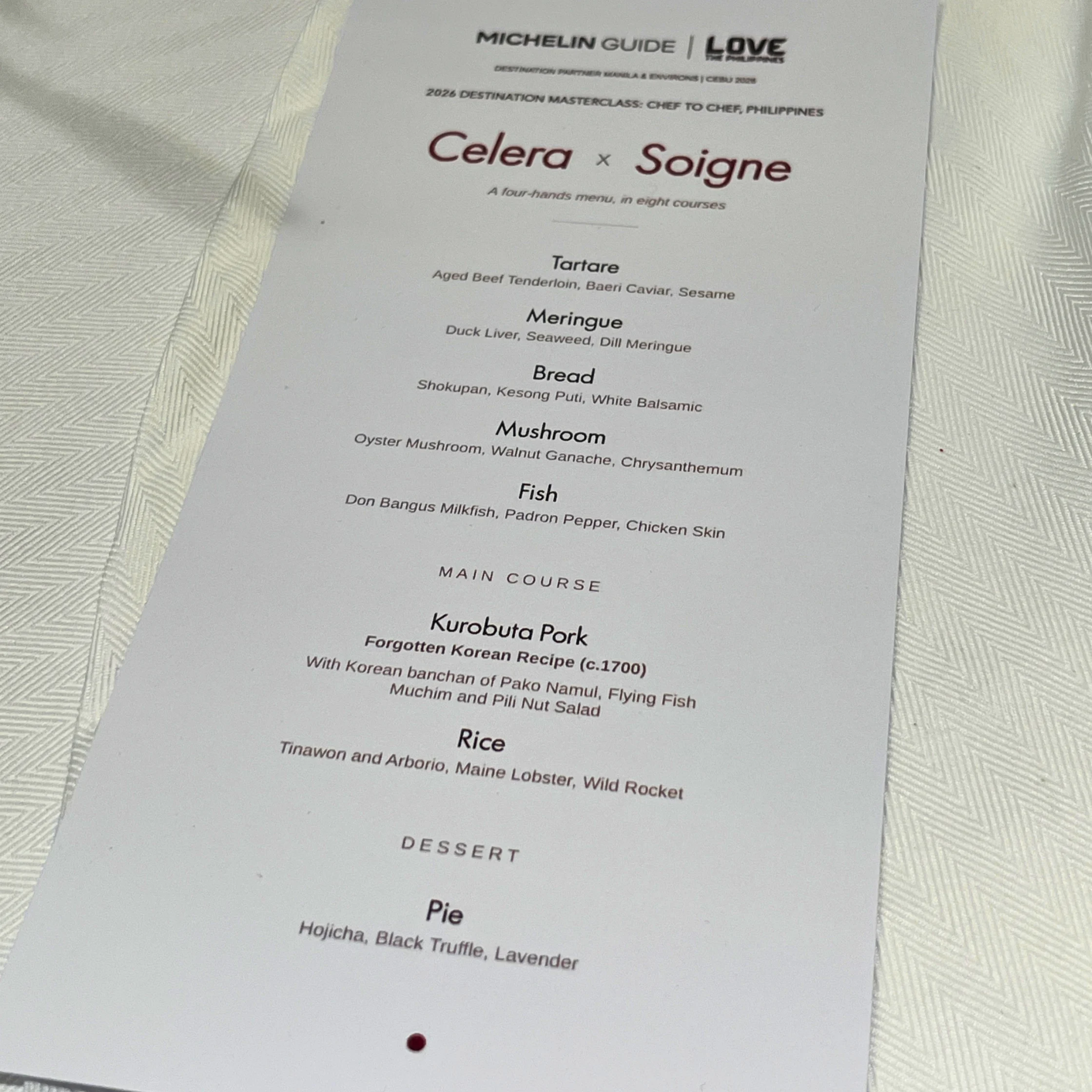 Michelin Guide Destination Masterclass 2026 lunch collaboration between celera and soigne