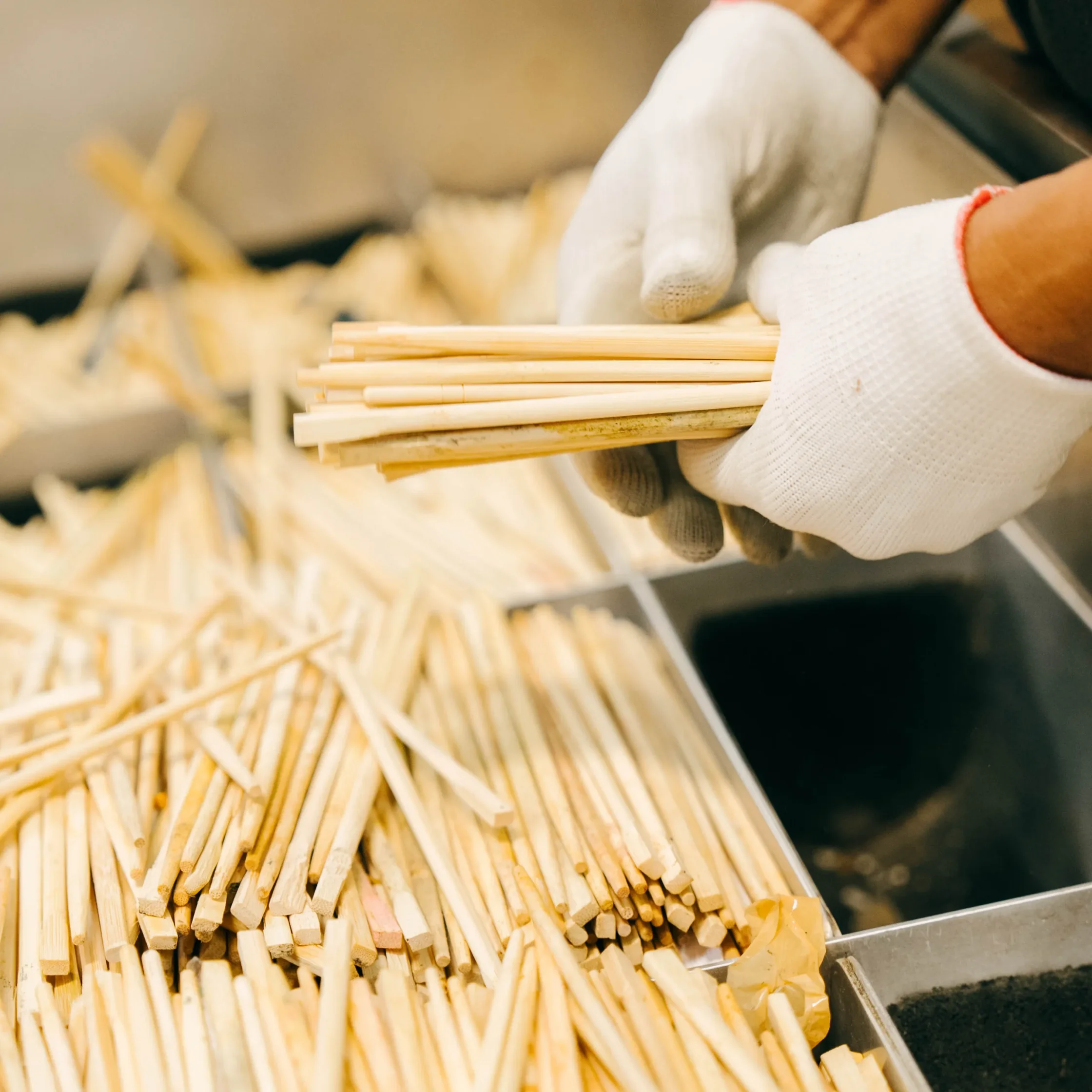 chopvalue cleans and processes all the used bamboo chopsticks