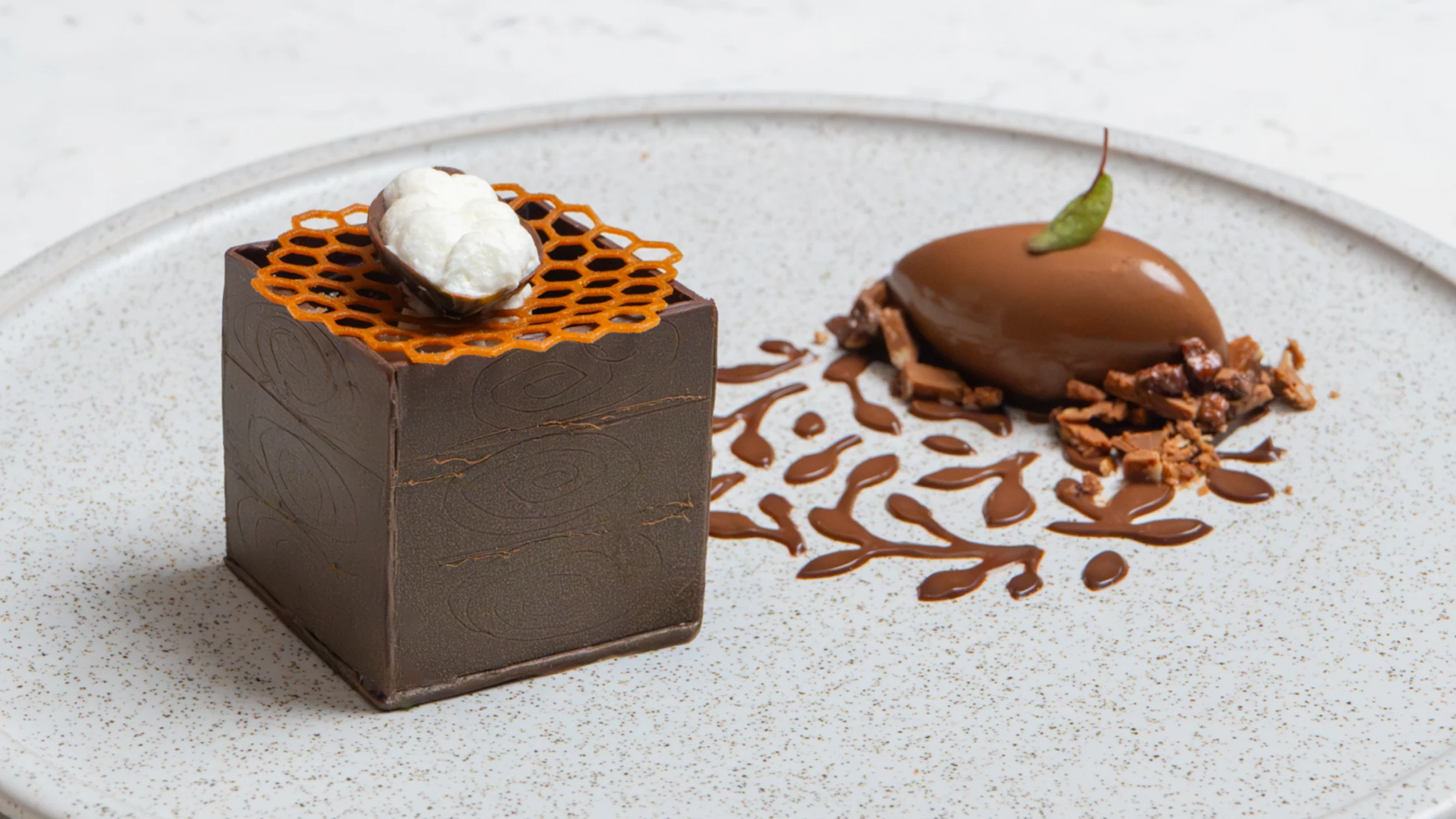 Sixth Course - Conching Guava-mango confit lakatan sponge cake tablea gelato with three Philippine cacao chocolate textures by Aton Cacao Philippines--Samar 64_ dark chocolate créme