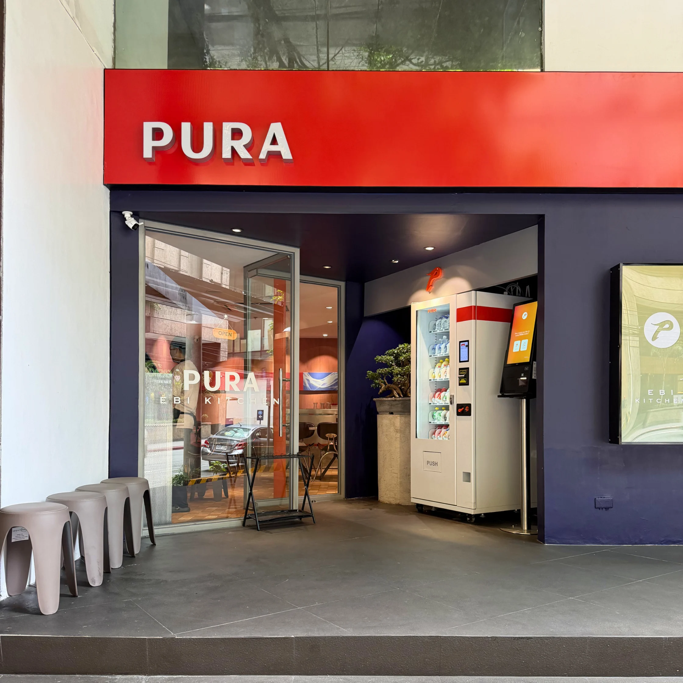 pura ebi kitchen makati before entering buy your drink from the vending machine