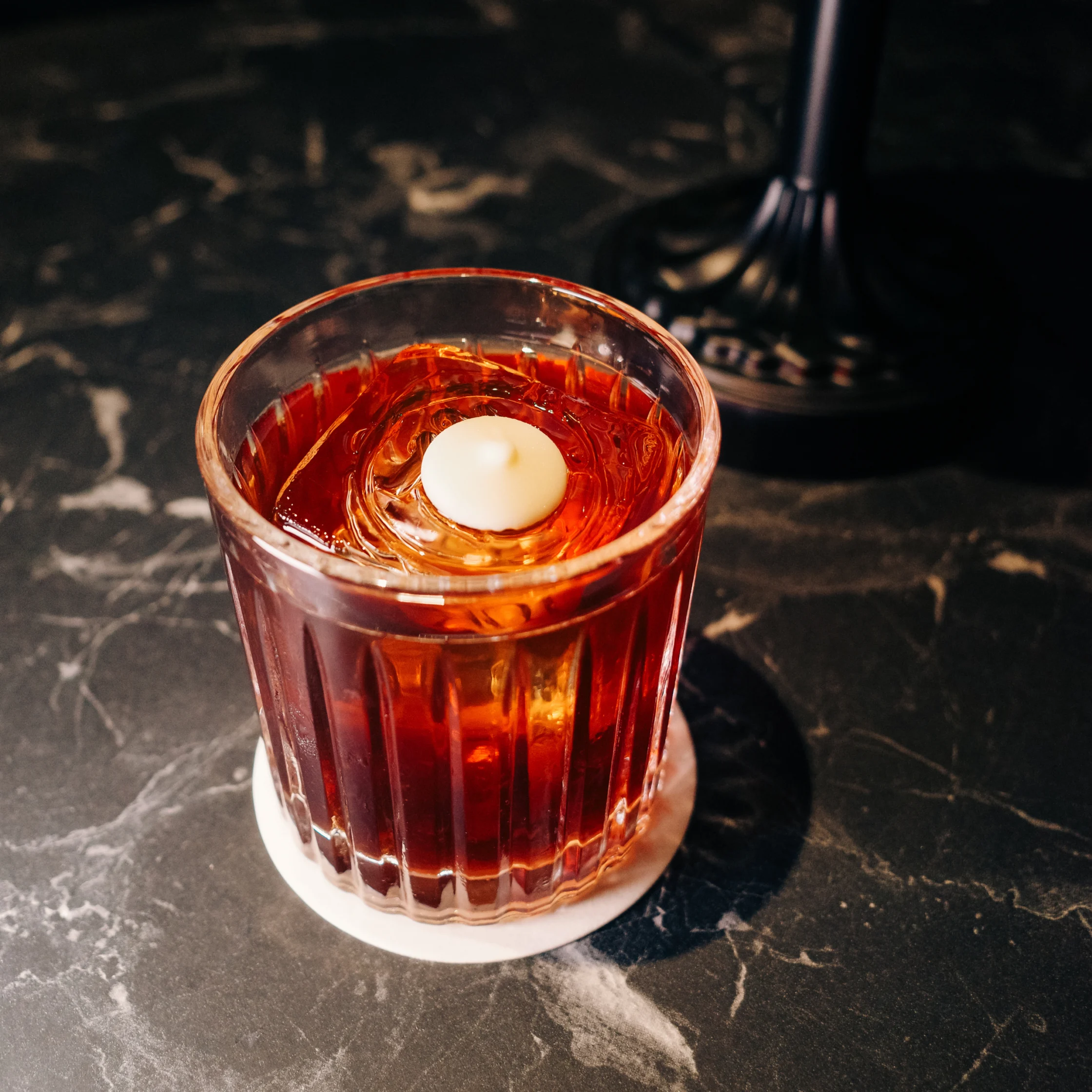 CASE 008 - OVERRULED - A rum negroni also known as kingston negroni with flavors of a mont blanc coffee, chocolate, and orange notes in this bold cocktail