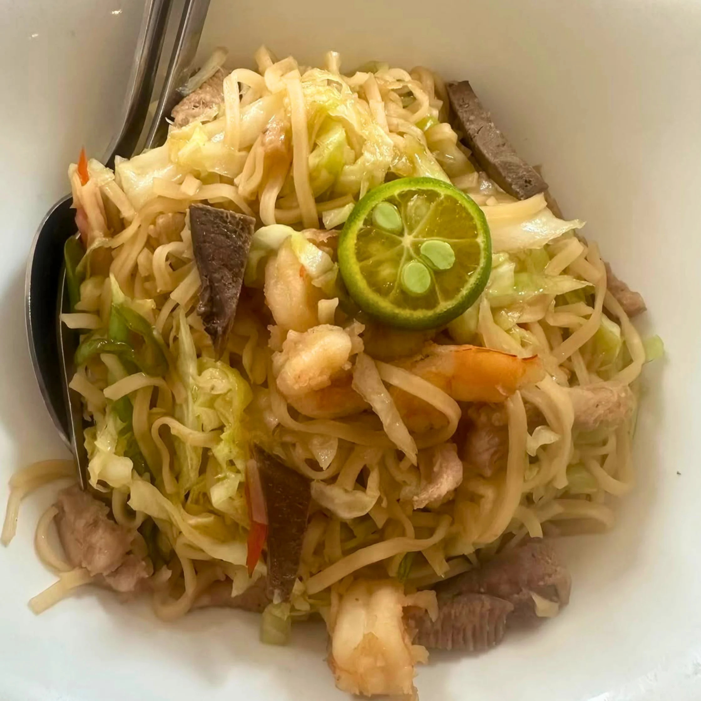 Pancit Efuven from iloilo flat wheat noodles guisado toppings