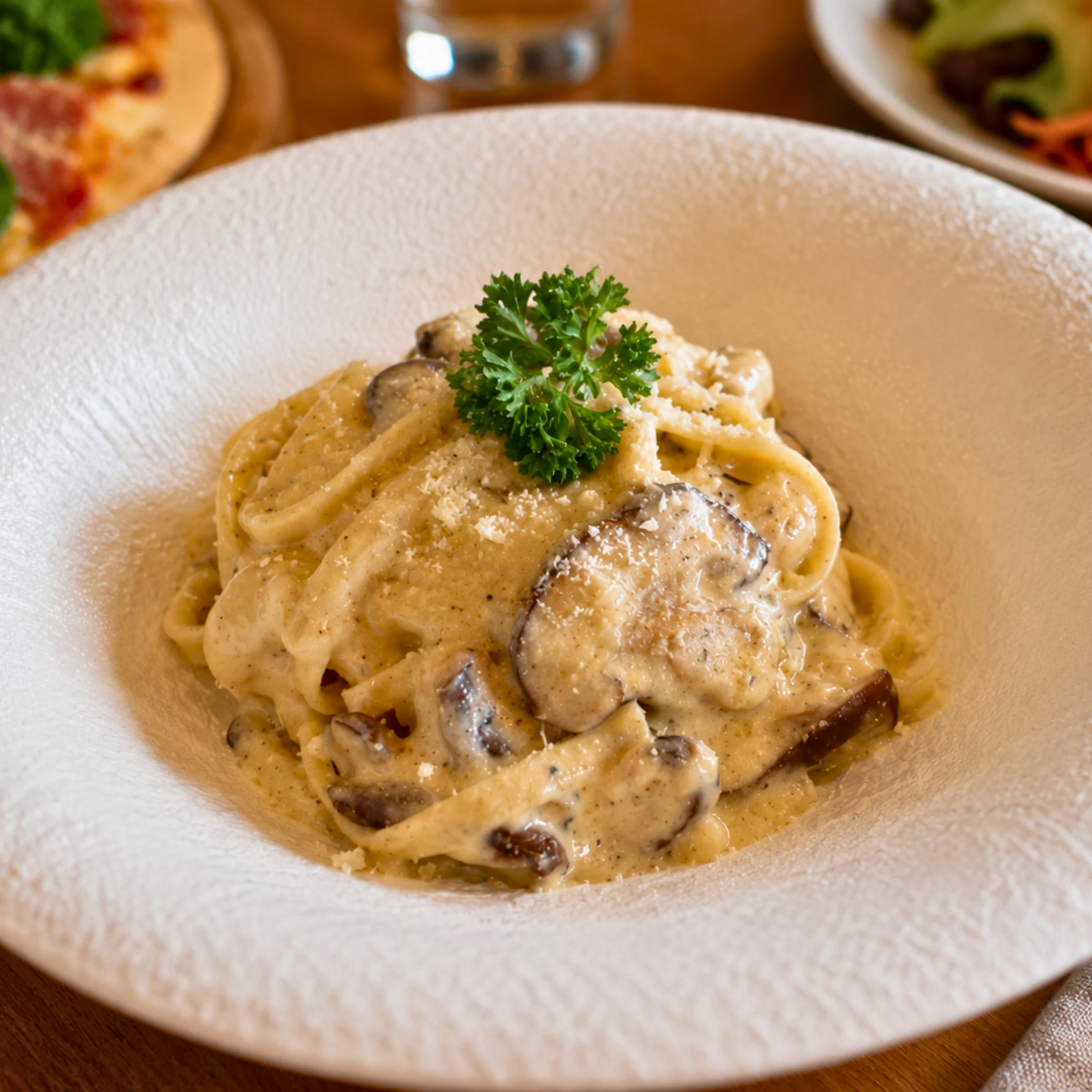 noore cafe Truffle Mushroom Trio pasta