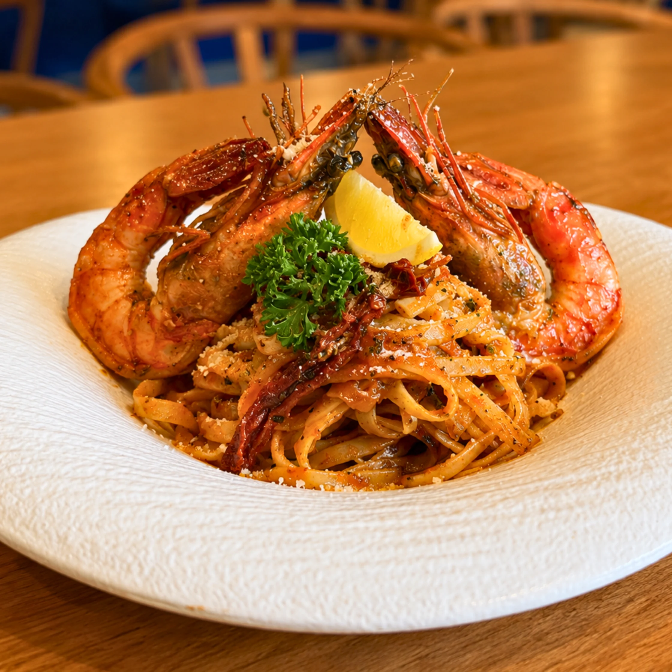 noore cafe crimson coast prawn linguine