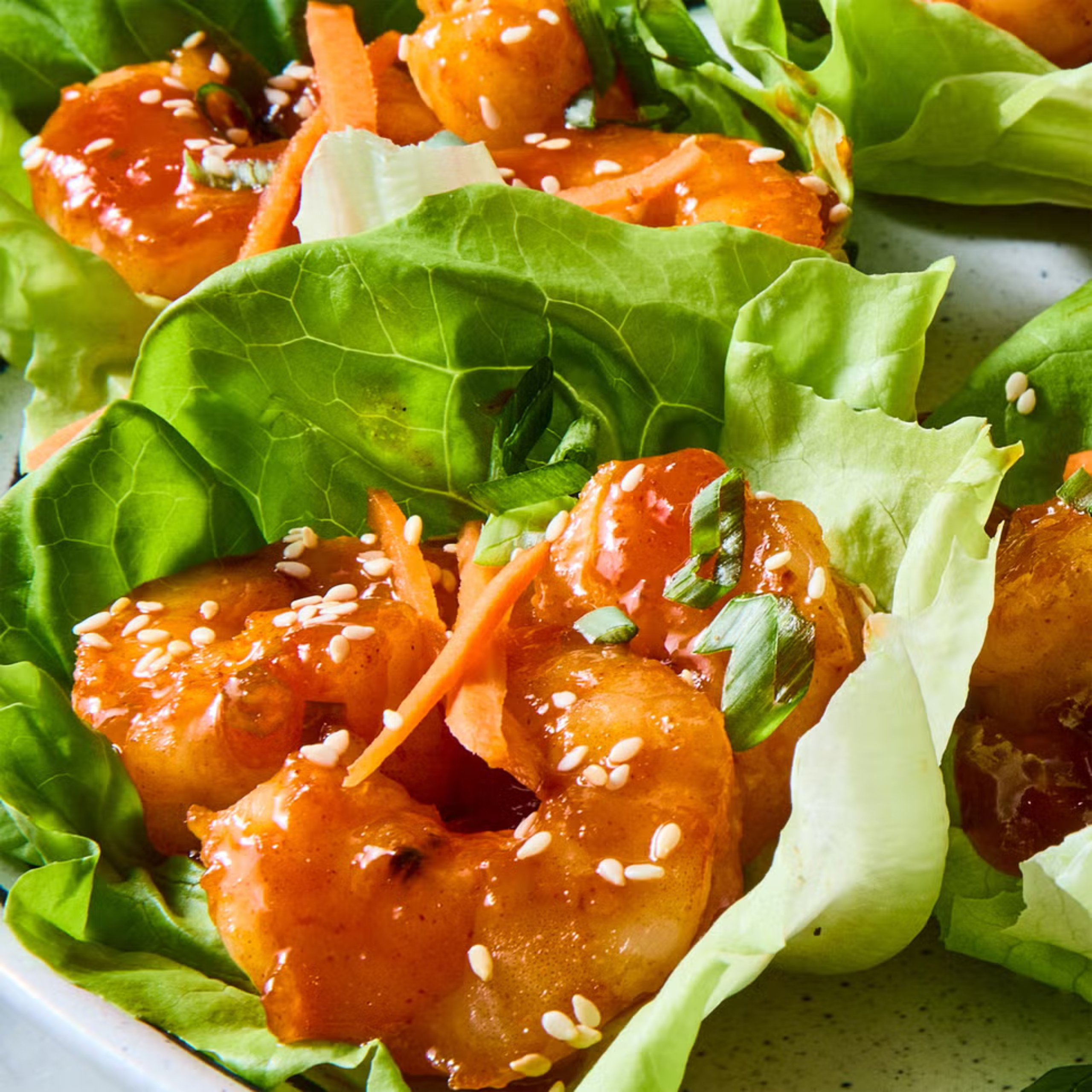 shirmp in lettuce with honey 1