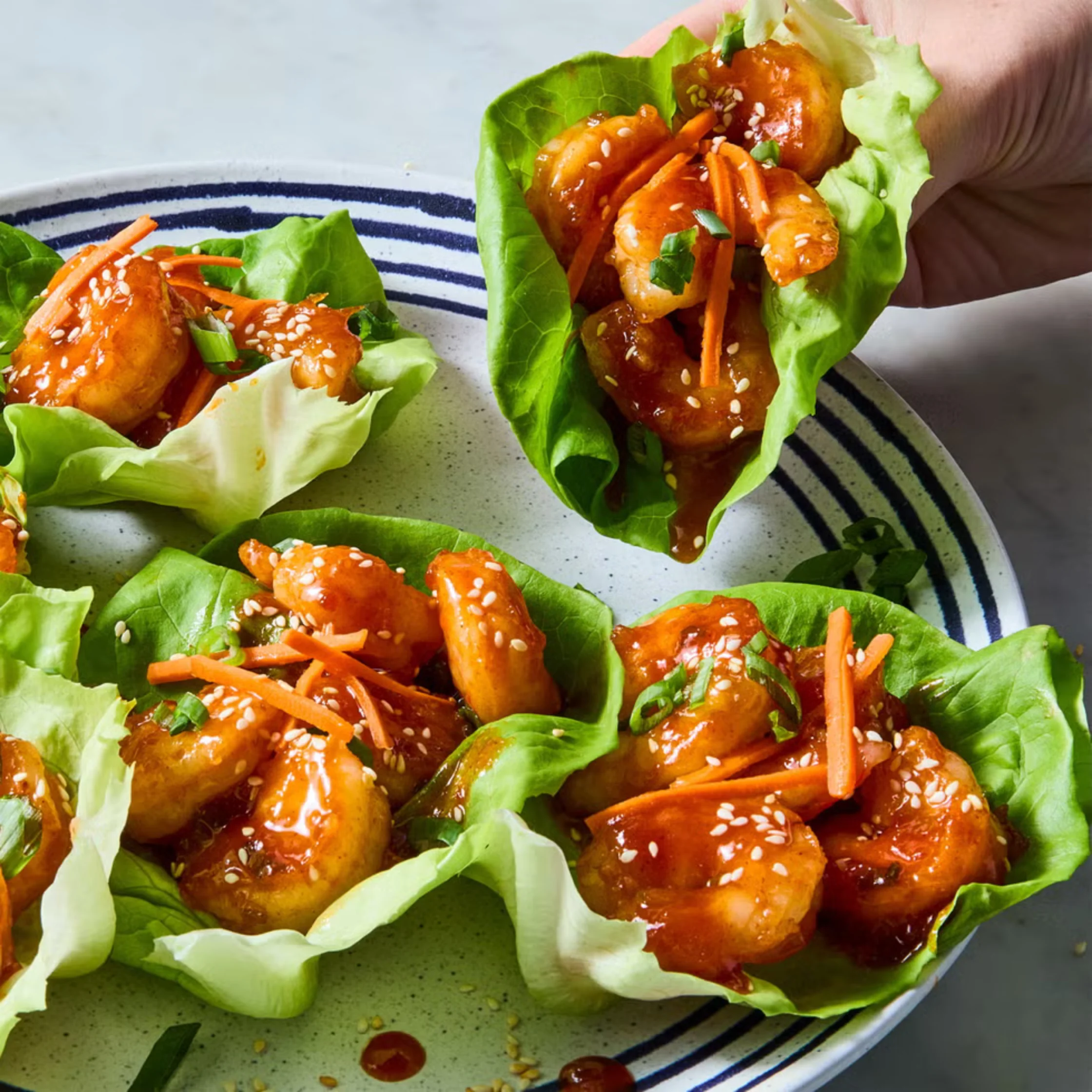 shirmp in lettuce with honey 3