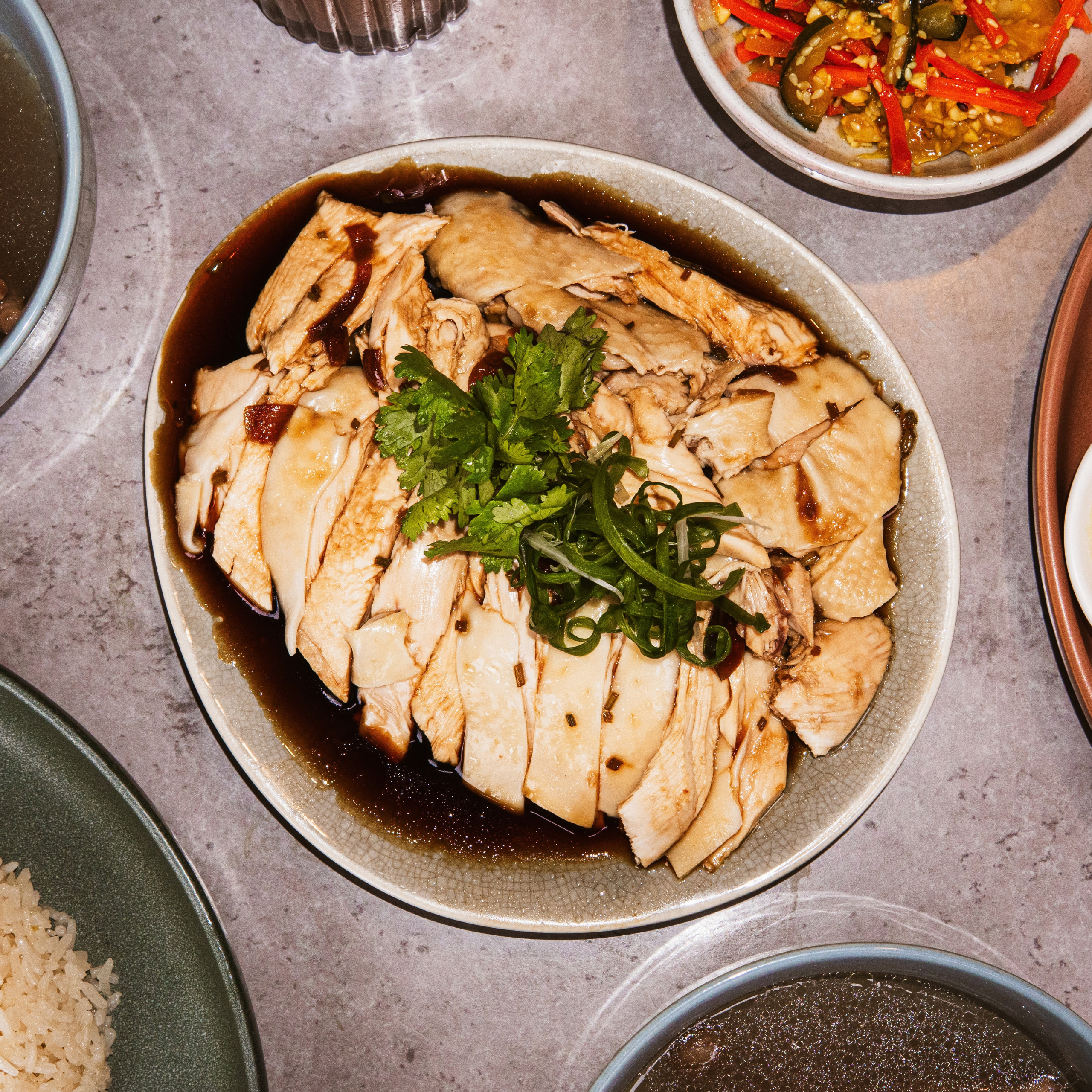 Hainanese chicken rice at flock bf homes