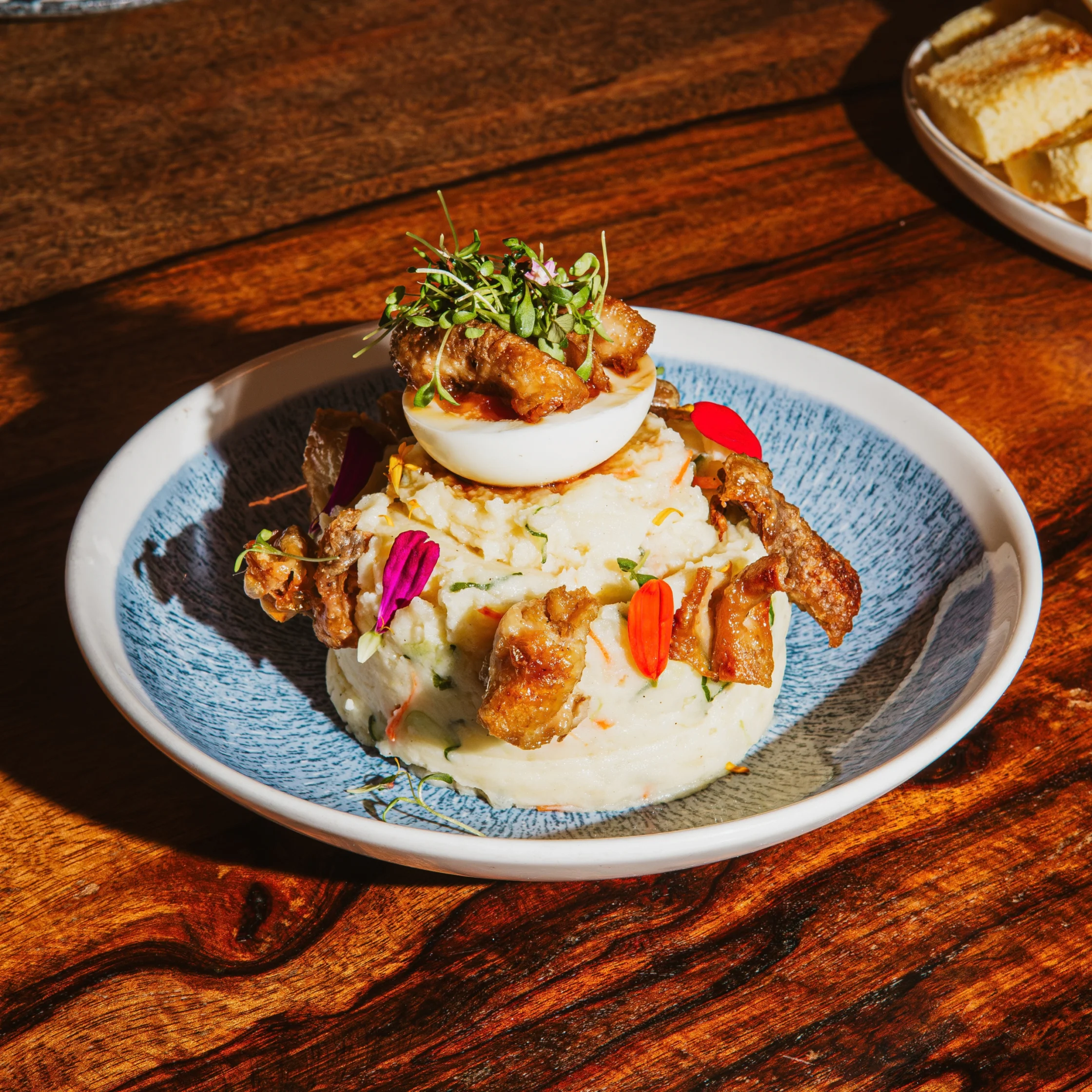 potato salad with chicken skin ginza