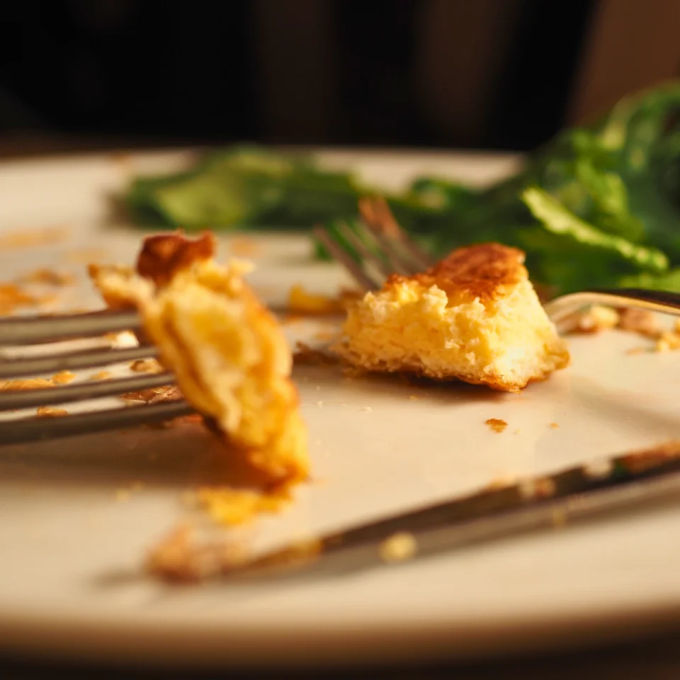 last few pieces of food on a plate